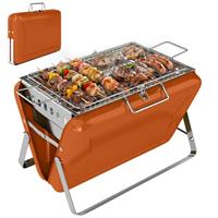 Outsunny Charcoal BBQ Grill Portable with Tilting Grate Orange