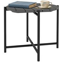 Outsunny 54 cm Round Garden Table, Slatted Wood Top Outdoor Table, Dark Grey