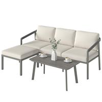Outsunny 3 Piece Garden Dining Set, Outdoor Patio Furniture, Grey