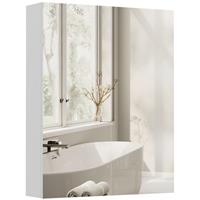 HOMCOM Wall Mounted Bathroom Mirror Storage Cabinet w/ Door Adjustable Shelf