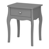 Lautner Bedside Table 1 Drawer Satin Grey French Style MDF (H)550(W)450(D)353mm