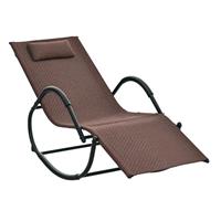 Outsunny Zero Gravity Rocking Lounge Chair Pillow Garden Outdoor Furniture Brown