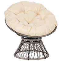 Outsunny Swivel Rattan Papasan Moon Bowl Chair Round with Padded