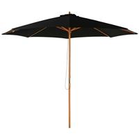 Outsunny 3(m) Wooden Garden Parasol Sun Shade Outdoor Umbrella Canopy Black