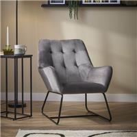 Relaxer Chair Grey Velvet Effect Ergonomic Modern (H)800mm (W)650mm (D)815mm