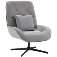 HOMCOM Swivel Accent Chair, Chenille Armchair with Lumbar Pillow, Refurbished