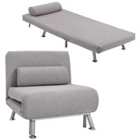 HOMCOM Folding 5 Position Convertible Sleeper Chair Sofa Bed Grey Refurbished