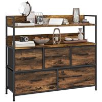 HOMCOM Bedroom Chest of Drawers 5 Drawer Dresser w/ Shelves, Brown Refurbished