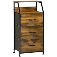 HOMCOM Industrial 3 Drawers Storage Cabinet w/ Display Shelves Refurbished