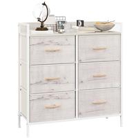 HOMCOM Bedroom Chest of Drawers 6 Drawer Dresser w/ Shelf, Natural Refurbished