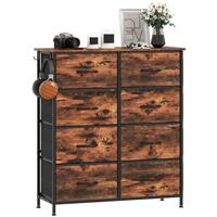 HOMCOM Fabric Chest of Drawers, 8 Drawer Dresser for Bedroom Brown Refurbished