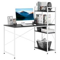 HOMCOM Computer Desk Laptop Table w/4-tier Bookshelf Metal Frame Refurbished