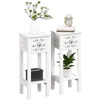 HOMCOM Bedside Table Set, End Table Set with Drawer & Storage Shelf Refurbished