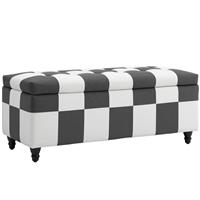 HOMCOM Velvet Storage Ottoman, Button-tufted Footstool Box Refurbished