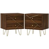 HOMCOM Bedside Tables Set of 2, Modern Side Table Set with 2 Drawers Refurbished