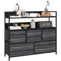HOMCOM Bedroom Chest of Drawers 5 Drawer Dresser w/ Shelves Refurbished