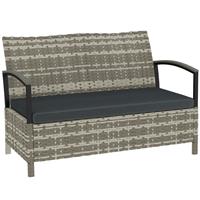 Outsunny 125L Garden Storage Bench, 2 Seater PE Rattan Outdoor Bench Refurbished