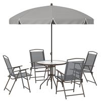 Outsunny Garden Dining Set, Patio Sets with Tempered Glass Table, Refurbished