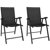 Outsunny Folding Garden Chairs Set of 2 with High Back, Armrests, Refurbished