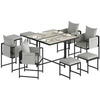 Outsunny 8 Seater Garden Dining Set Cube Garden Furniture w/Cushions Refurbished