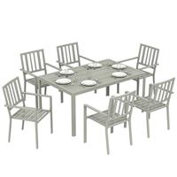 Outsunny 7 Pieces Garden Furniture Set with Stackable Chairs, Refurbished