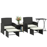Outsunny 6 Piece Rattan Garden Furniture Set with Nesting Tables, Refurbished