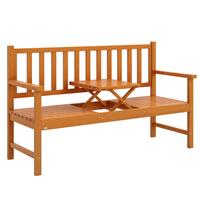 Outsunny Outdoor Bench with Liftable Middle Table, 153cm Wood Garden Bench