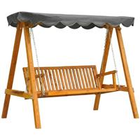 Outsunny 3 Seater Garden Swing Seat with Canopy, Dark Grey