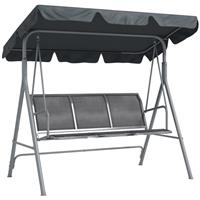 Outsunny Metal Swing Chair 3 Seater Patio Bench w/ Canopy, Dark Grey Refurbished