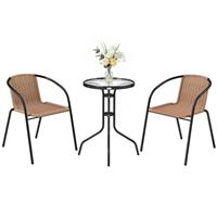 Outsunny 3 Pieces Garden Furniture Set with 2 Stackable Chairs, Refurbished
