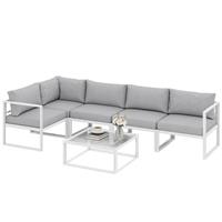 Outsunny 5 Seater Aluminium Garden Furniture Set w/ Table & Cushions Refurbished