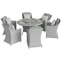 Outsunny Rattan Garden Dining Set with Turntable, Aluminium Frame, Refurbished