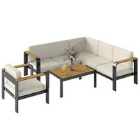 Outsunny Garden Furniture Set with L-Shaped Sofa, Armchair and Table Refurbished