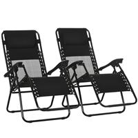 2PC Folding Recliner Set with Footstool & Headrest, Black, Refurbished