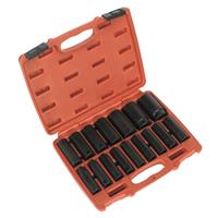 Sealey AK5816M 16 Piece 1/2" Square Drive Deep Metric Impact Socket Set 10-32mm