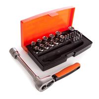 BAHCO SL25 25 Piece 1/4" Hex Sockets + Mini 1/4" Ratchet & Screwdriver Bit Set