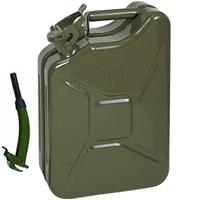 10L Metal Jerry Can Green Car Storage Fuel Petrol Diesel Container & Flexi Spout