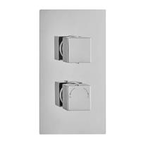 Premium Concealed Thermostatic Valve Shower Mixer 2 Outlets Square Button Chrome