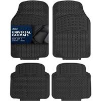 4 PCS CAR MATS RUBBER BLACK UNIVERSAL FIT HEAVY DUTY NON SLIP WATERPROOF VAN MAT