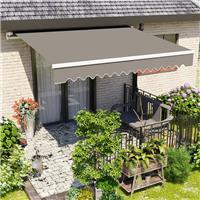 2.5m x 2m Patio Manual Awning Garden Canopy Sun Shade Retractable Shelter Grey