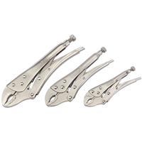 Draper 3Pc Adjustable Self Grip Pliers Set Curved Jaw Mole Clamping Wrench Clamp