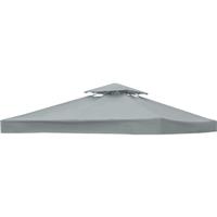 3m x 3m Garden Replacement Gazebo Canopy Roof Top 2-Tier Tent Cover  Grey
