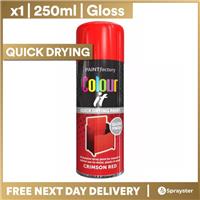 1 x 250ml Colour It Crimson Red Gloss Spray Household Car Van Bike Aerosol Paint