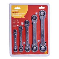 5PC RING RATCHET SPANNER SET 6-21mm DIY TOOL WRENCH MECHANIC GARAGE METRIC NEW