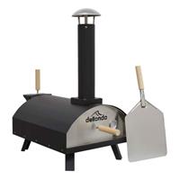 Dellonda 14" Portable Wood-Fired Pizza & Smoking Oven - Black/Stainless Steel