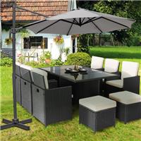Grey Roma Parasol Garden Hanging Cantilever Banana Umbrella with Crank Tilt 3m