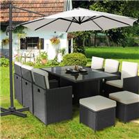 3m Garden Roma Parasol Hanging Banana Umbrella Cantilever with Crank Tilt Cream