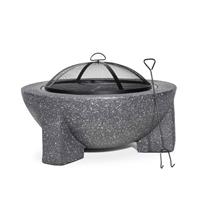MgO Fire Pit, Round with BBQ Grill, 75cm - Dark Grey