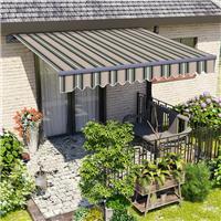 2x1.5m Retractable Awning Manual Garden Canopy Patio Shade Shelter Multi-Stripe