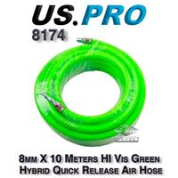 US PRO 8MM x 10M 32ft Air Line Rubber Hose Air Hose Compressor 1/4" BSP 8174